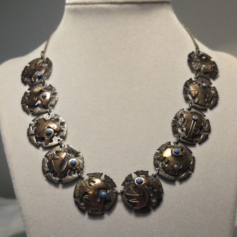 Elegant Silver Necklace with Blue Accents
